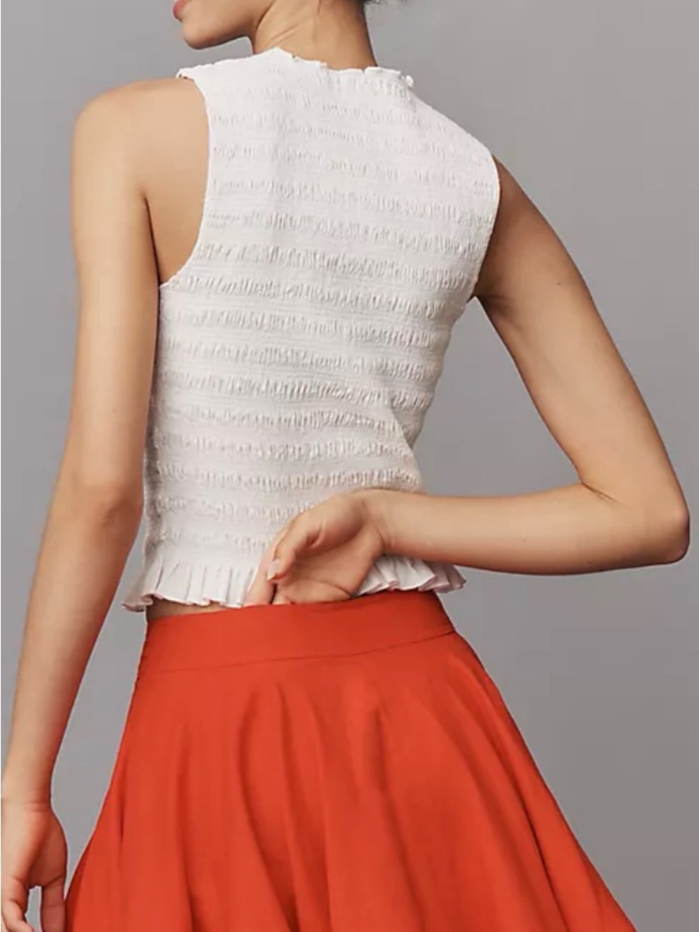 Anthropologie orange/ red pleated mini skirt SzXL NEW